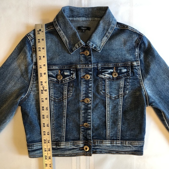 ChiQle Long Sleeve Button Front Classic Blue Jean Denim Jacket Size M - Picture 5 of 8